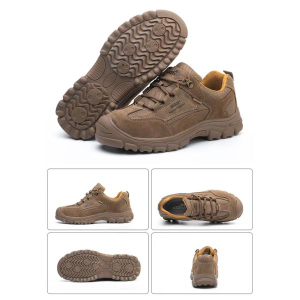 Zapatos de seguridad confortable con dedos de acero hombres botas de trabajo marrones con placa de Kevlar