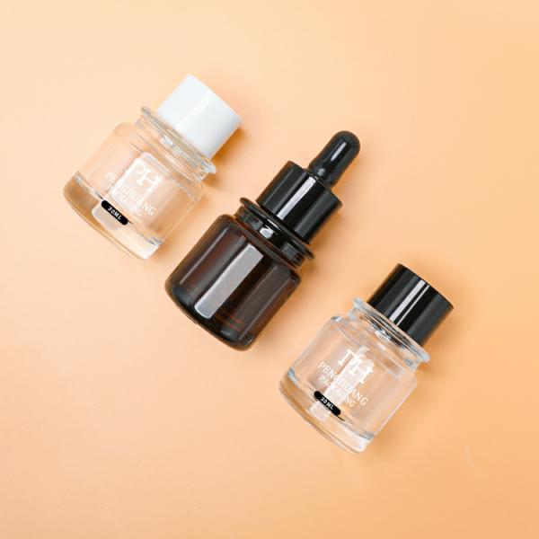 Amber 30ml Liquid Foundation Bottles Cylinder Glass Dropper Bottle