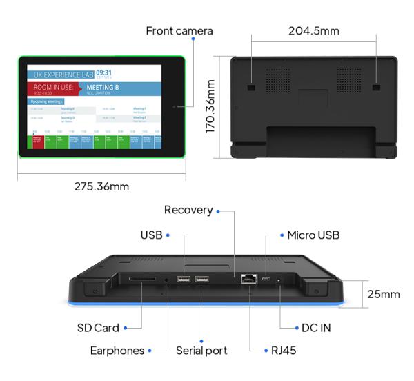 10.1インチ RK3288 Android会議室予約タブレット、NFC、POE、LEDライトバー搭載
