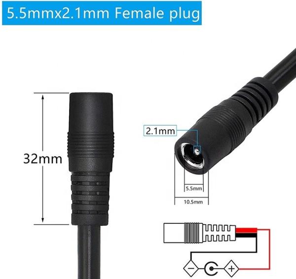 12V DC Barrel Jack 5.5x2.1mm 5.5x2.5mm 3.5x1.35mm Male Female Socket to Open Pigtail DC Power Cable