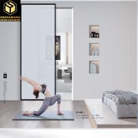 Porte coulissante en verre en aluminium avec une poignée en acier inoxydable et une couleur argentée pour un look élégant