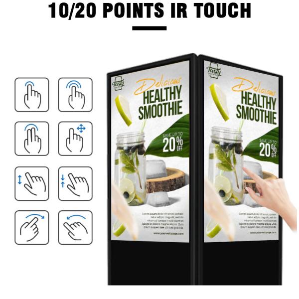 Indoor Advertising Dual Screen Digital Signage Kiosk with Dual Sided Floor Stand and Android Solution