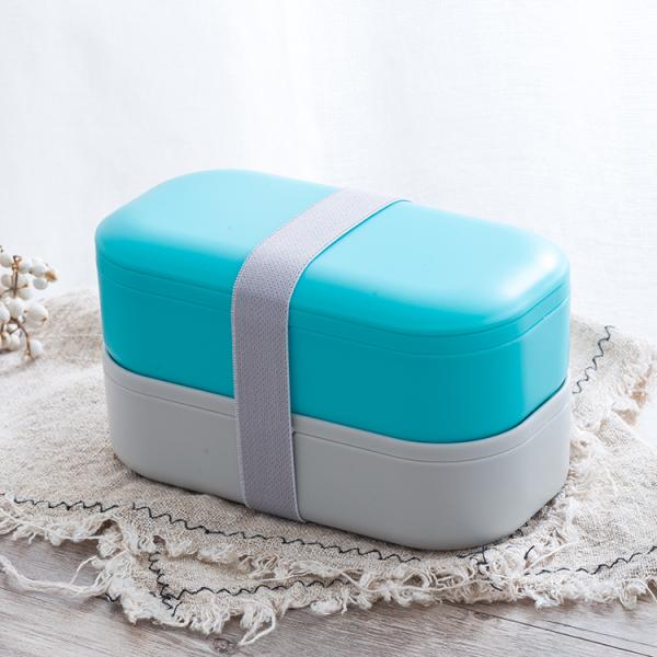 Kid Friendly Eco Plastic BPA Free Lunch Box with Cutlery in 2 Layer Storage Container