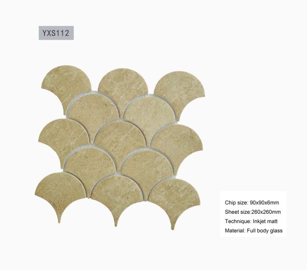 Fan Shaped Glass Mosaic Tiles 260x240mm Inkjet Matt Finish