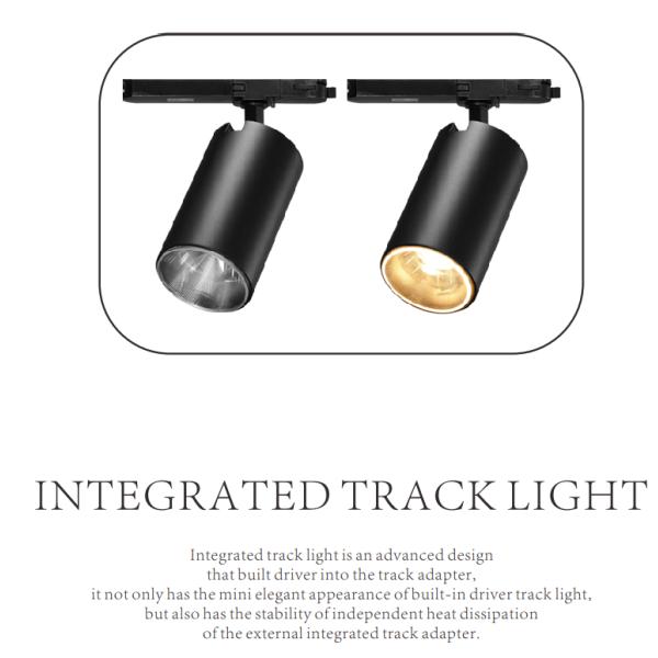 Integrated adaptor 3/4-wire CRI90 anti glare flicker free combined 20W-25W 35W COB LED track light Aluminium Surface t