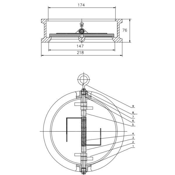 Тип трубы плиты задерживающего клапана дверь вафли места DN150 EPDM диска двойной двойная