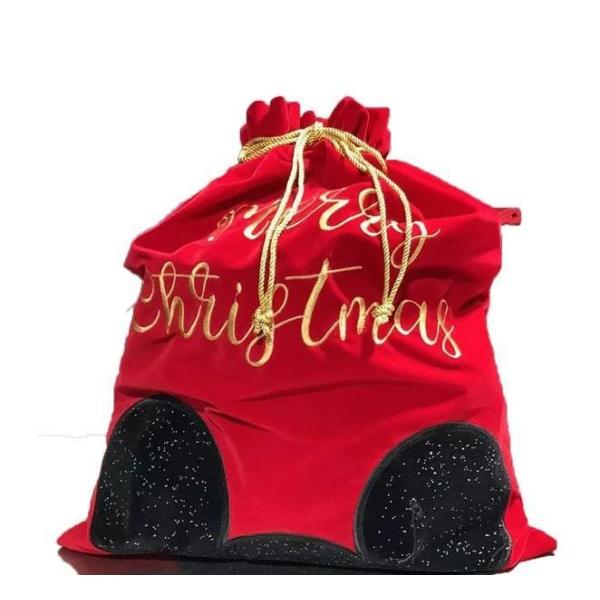 Custom Giant Xmas Bag Red Velvet Drawstring Christmas Santa Sack with Customized Logo
