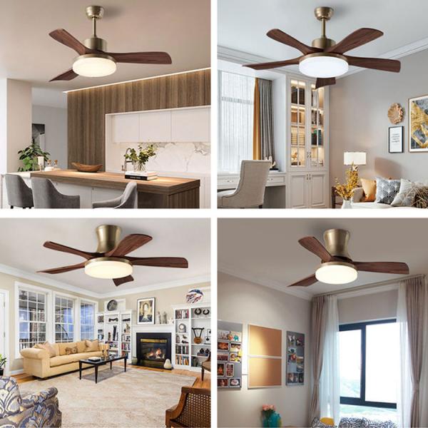 Ventilateur de plafond à pales en bois massif vintage du fabricant, 40 pouces, style chinois, ventilateur intelligent avec lumière