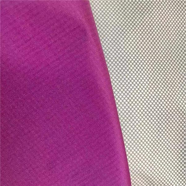 Tela 100% do disjuntor de vento do Pongee de Ripstop do poliéster com revestimento protetor respirável 75D*75D 90gsm 150cm do filme impermeável