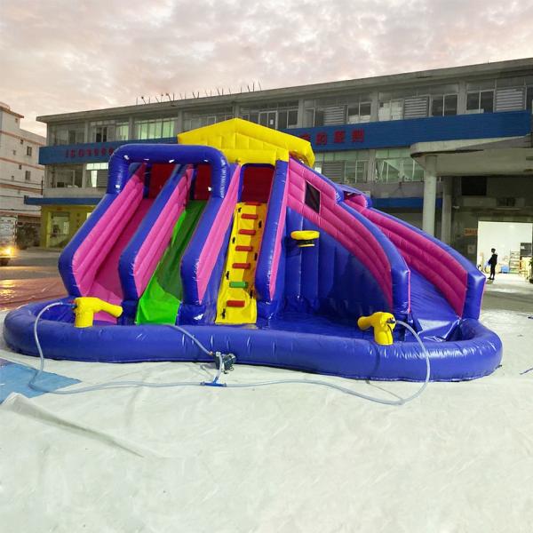 EN71 Inflatable Bouncy Castle Water Inflatable Fun Park For Kids With Pool Slide