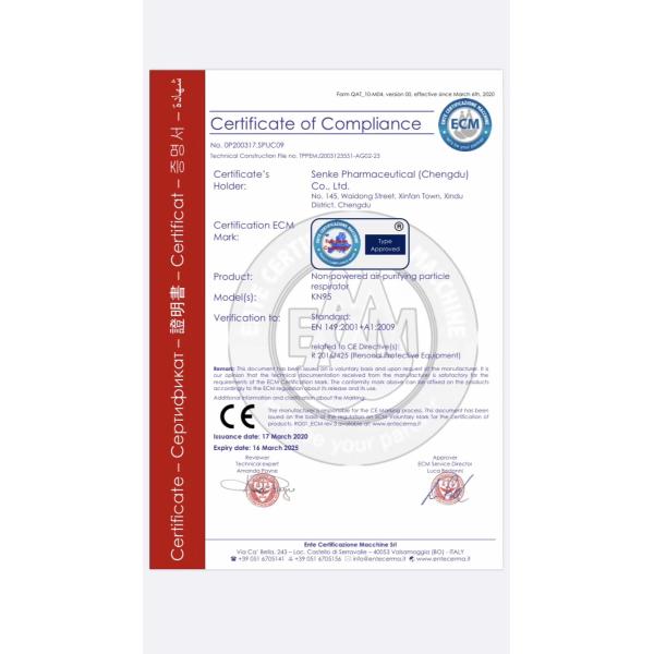 KN95 Face Mask CE Certificate Respirator With Valve Anti-Bacteria Anti-Dust