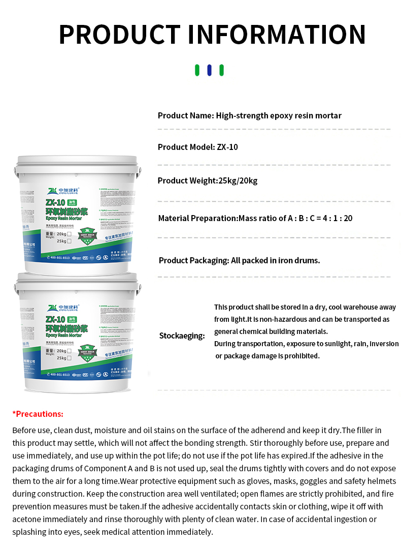 Factory Supply Oil-Based Epoxy Resin Mortar 20kg 25kg Pack High Adhesion Construction Repair Mortar for Concrete Reinforcement