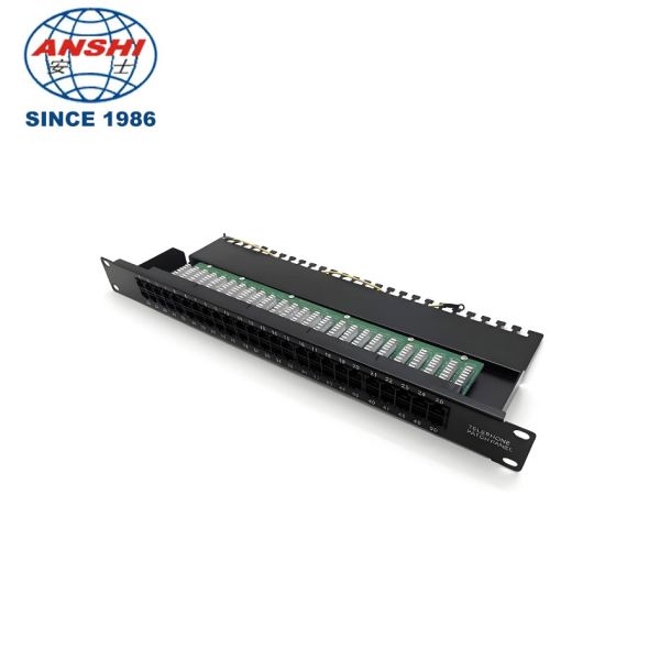 19 Inch 1U 50 Port Krone IDC Voice Patch Panel with Corrosion Resistant Steel
