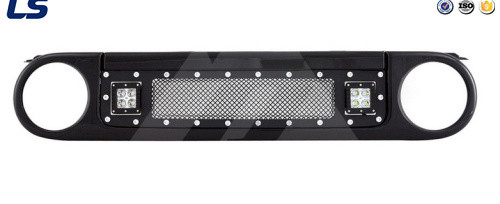 Black Stainless Steel Wire Mesh Packaged Grille with Two LED Lights for 07-15 Toyota Fj Cruiser