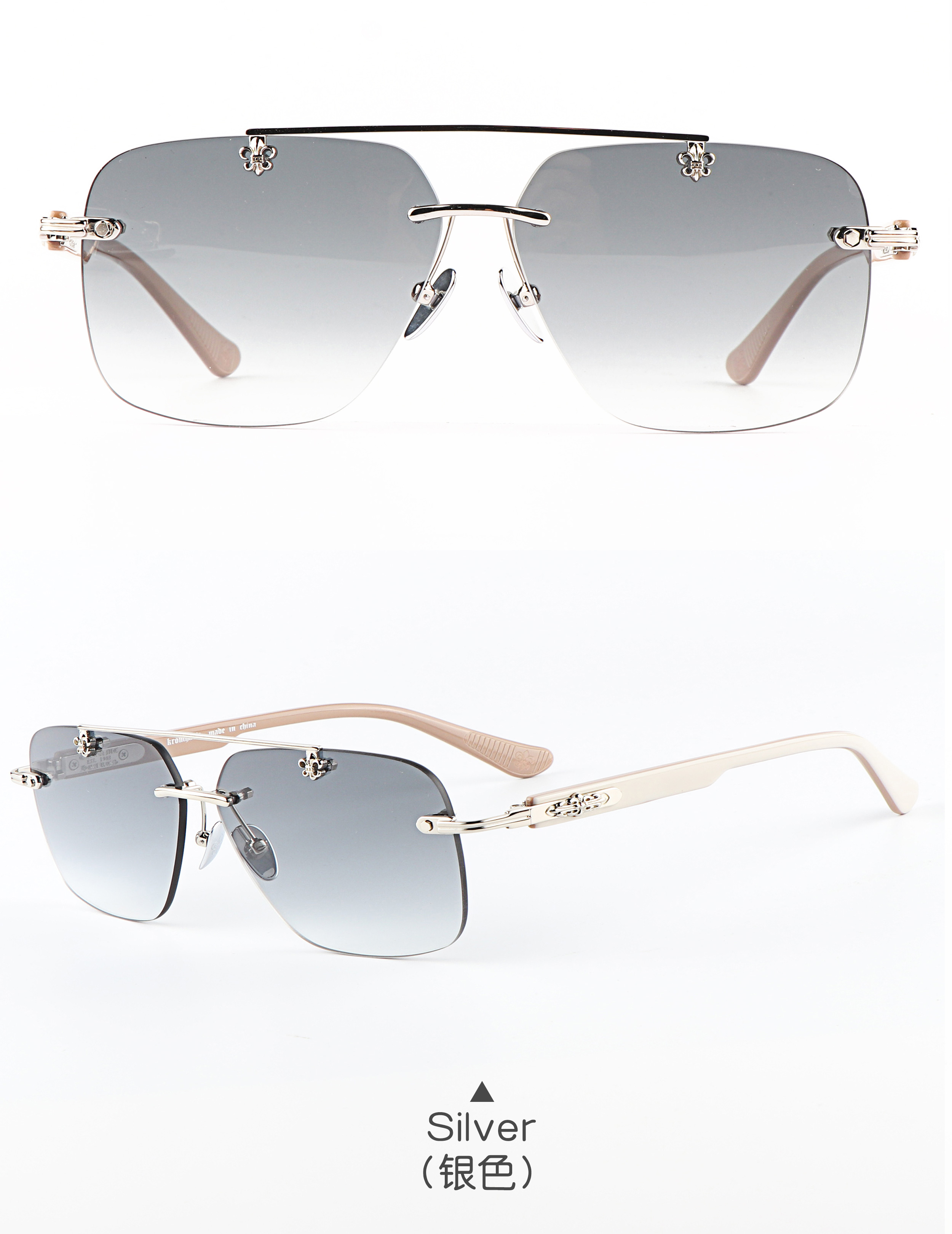 Design Decoration Retail Men pilot Motorcycle Tea Shades Glasses Unisex Uv400 Titanium Rimless Sports Customize Sunglasses China