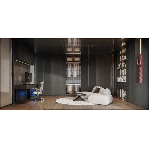 Armario de acero inoxidable Fadior Premium con elegancia de piso a techo y estética de paneles ondulados