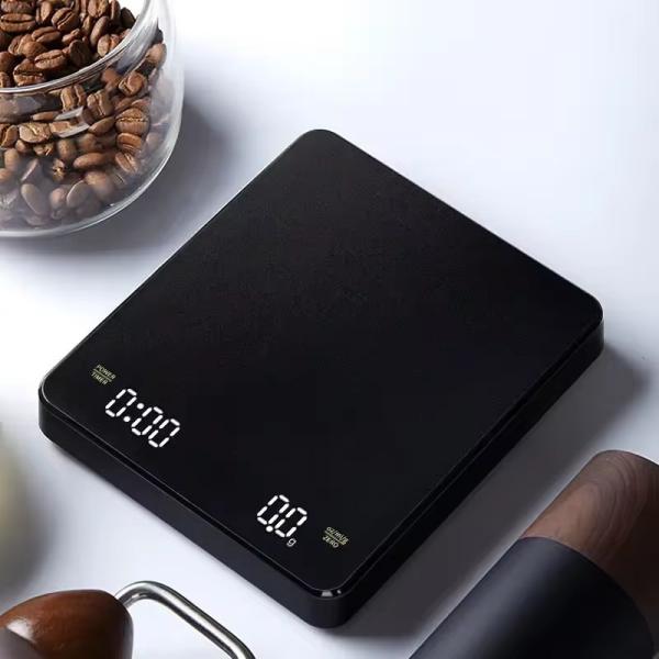 Balance de cuisine numérique de haute précision 3 kg, appareil de mesure électronique du poids du café AVEC couvercle et minuterie d'alimentation inclus