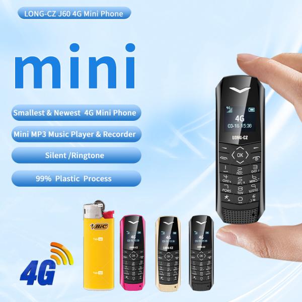 LONG-CZ J60 0.66 Mini Cellphone FM Wireless Bluetooth Handsfree Earphone Smartphone Single Sim Card