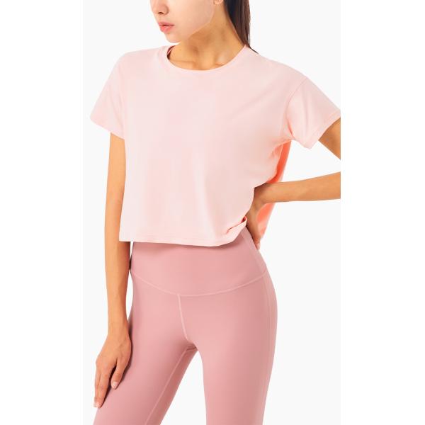 Nylon Ladies Short Sleeve Running Top Loose Casual Fitness Yoga Sports T Shirt