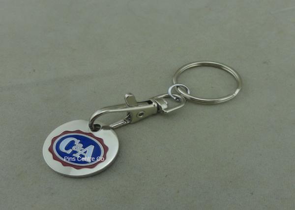 Die Struck Customized Enamel Trolley Token Keyring For Ornaments