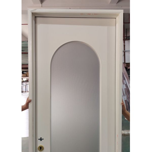 French Retro Style Interior Aluminum Alloy Wood-Imitation Door Design White Partition Glass Door