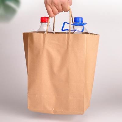 Saco de compras de papel Kraft castanho dobrável e ecológico com logotipo personalizado