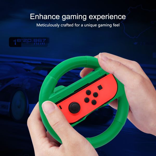2 in 1 Durable ABS Easily Handle Steering Wheels for Nintendo Switch & OLED Joy-Con Racing Game Controller