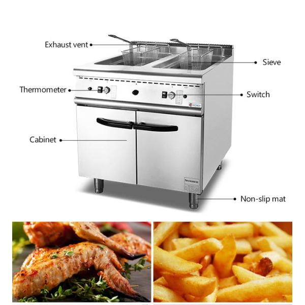 105kg 800mm Commercial Gas Fryer With Cabinet