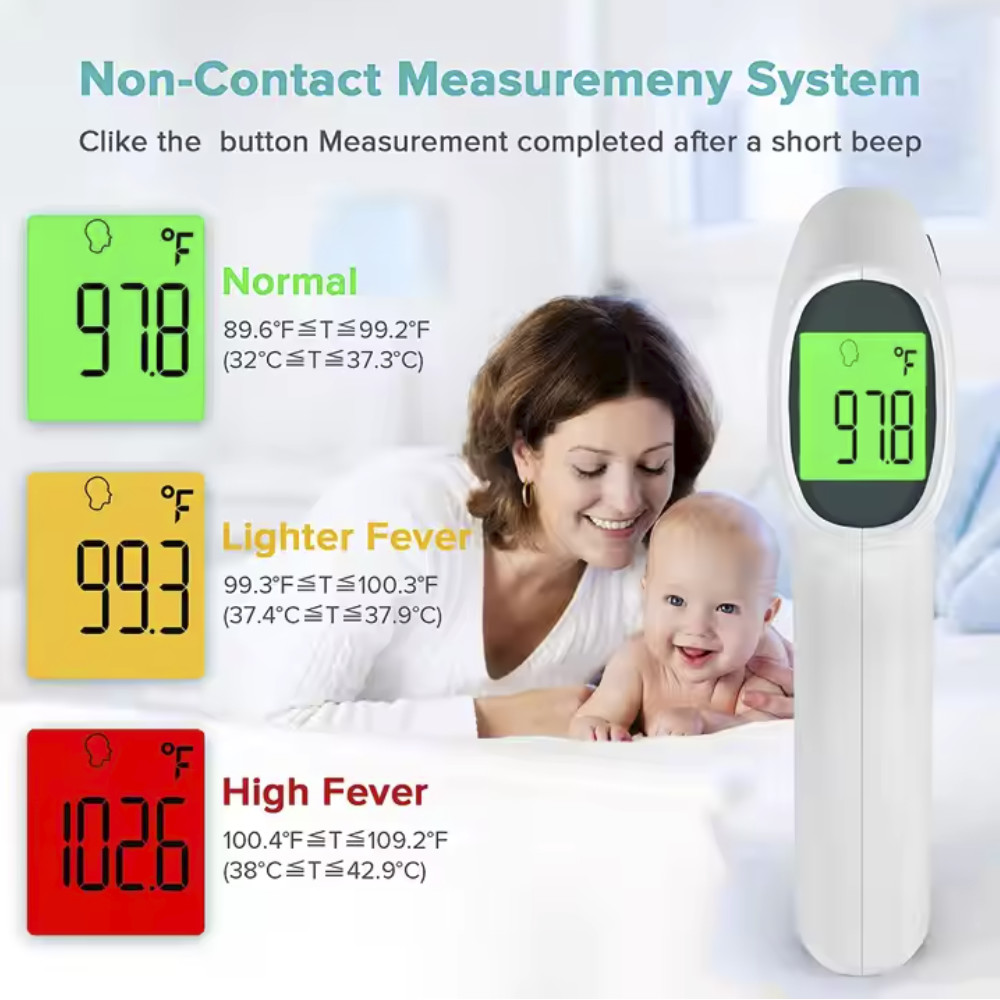 No Contact Forehead Digital IR Thermometer FDA Approved 54.5X56.5mm With Lcd Display