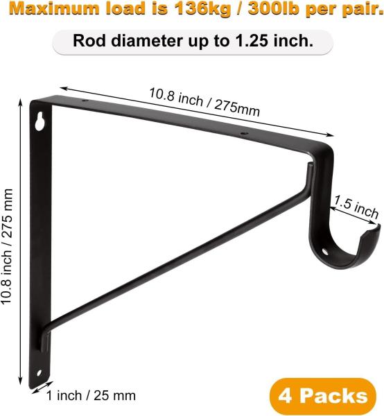 10.8*10.8*1inch Steel Closet Rod Holders for Hanging Clothes Standard Support Bracket
