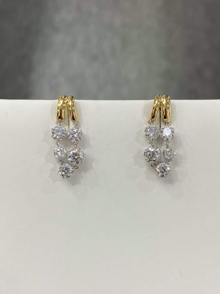 2.08ct Round Shape Lab Diamond CVD Set In 18K White&Rose Gold Star Earrings
