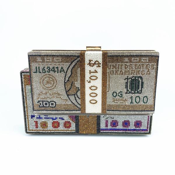 Waterproof Dollar Lock Money Clutch Elegant Ladies Wedding Handbags by Fashion Designer