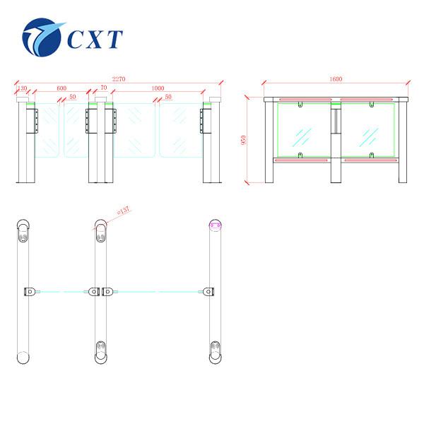 Office Building Waterproof Waist Height Turnstile Glass Swing Turnstile114a