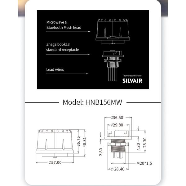 HNB156MW Bluetooth Microwave Motion Sensor Daylight Harvest SILVAIR