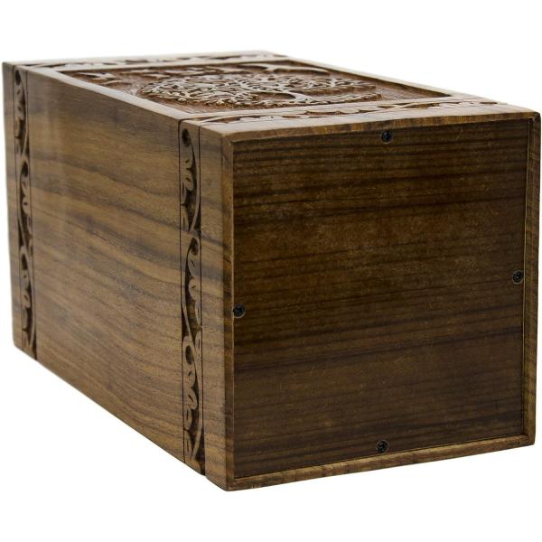 Handmade Rosewood Urn For Human Ashes | Tree Of Life Wooden Urns Hand-Crafted - Funeral Cremation Urn For Ashes
