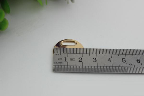 Hanging light gold round shape flat 22 mm width metal logo plate for straps