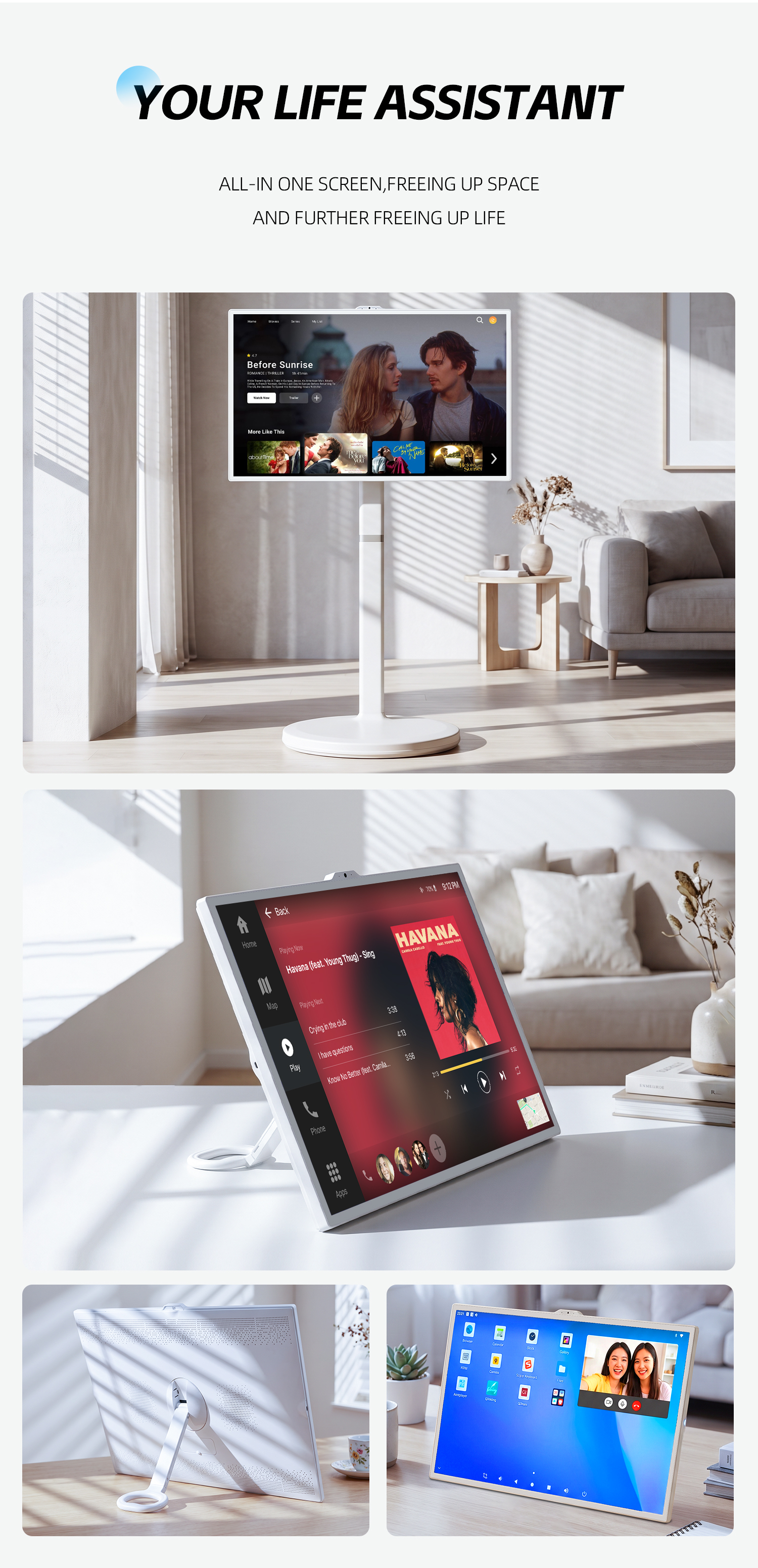 VETO 32 Inch Dual Mode Detachable Smart TV Desktop Stand 13 MP Portable Screen
