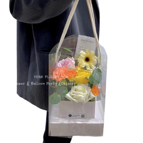 Valentine's Day hand-held flower box, transparent pvc folding diy bouquet