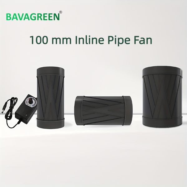 100mm Inline Booster Duct Fan Speed Adjustable Ventilation Exhaust Pipe Fan for Grow Tent, Kitchen Heating Cooling