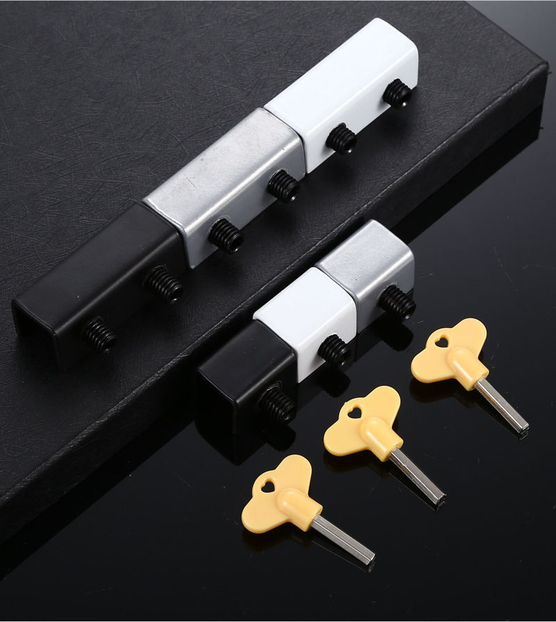 Adjustable Sliding Double Window Locks Aluminum Alloy Door Frame Furniture Lock Plastic Key 7-23mm Fitting Home Office 360