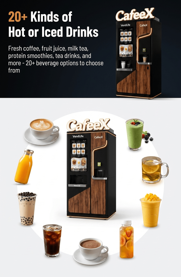 Commercial Self-Service Beverage Vending Machine for Fresh Drinks | Intelligent Coffee & Juice Retail Equipment Manufacturer