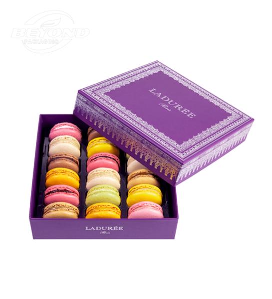 Free Design Custom Logo of high-end food grade macaron chocolate  paper packaging box macaron cake gift box