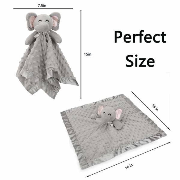 Soft Lovey Elephant Security Blanket Lightweight For Unisex Baby Gifts