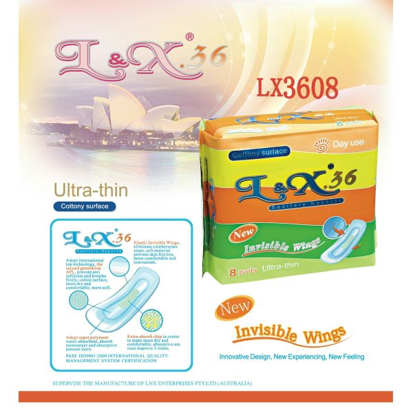 240mm Organic Sanitary Pads Cotton Soft Sanitary Pads With Invisible Wings ISO9001