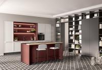 Armários de cozinha de melamina modernos e elegantes vermelho e branco personalizados