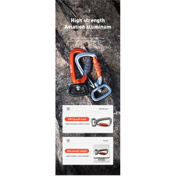 Industrie lourde 4KN Noir Auto verrouillage en aluminium pivotant Carabiner Snap Crochet pour laisse de chien