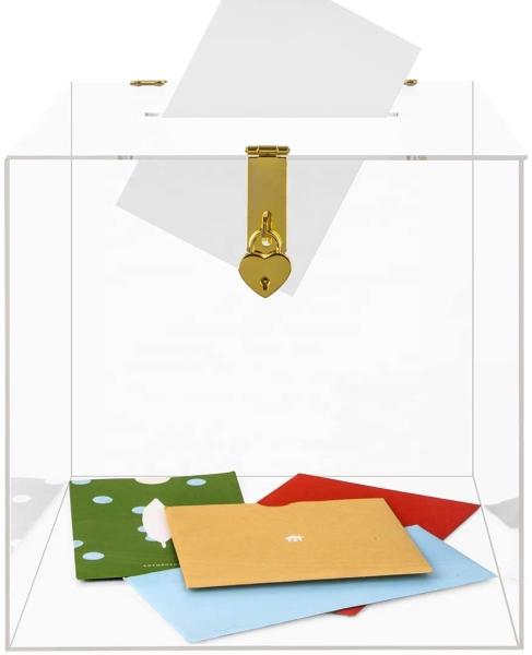 Large Clear Donation Box With Lock Wedding Wishing Well Ballot Acrylic Box 12 Inch