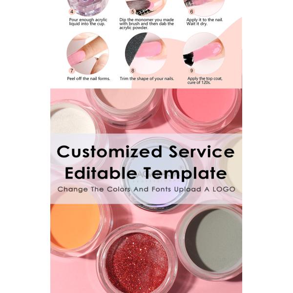 Private Label Glitter Color Acrylic Nail Powder 2 in 1 for Nail Salon Manicure Excellent Nail Art Effect Certificate MSDS