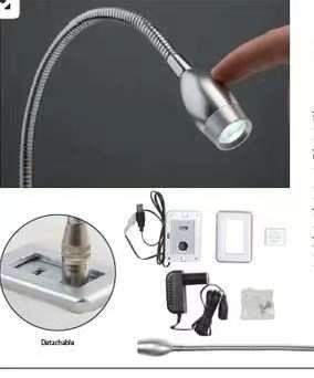 Desktop and Sofa Armrests Fixed LED Headboard Reading Light Chrome Support Dimmer Yes