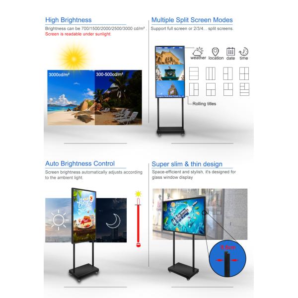 ROHS Approval 1500 Nits Indoor Digital Advertising Screens For Mall
